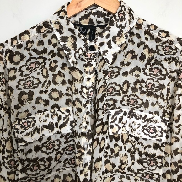 MANGO button down blouse animal print floral - Picture 2 of 3